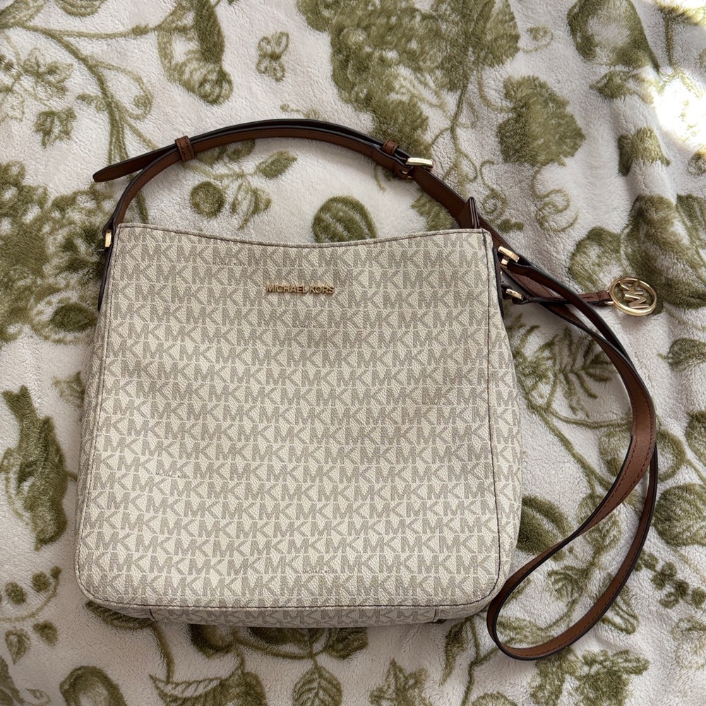 Michael Kors Beige and Brown Crossbody Bag